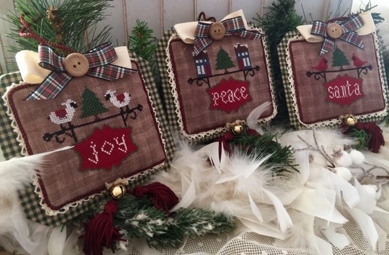 ROVARIS "Ornament Signs For Christmas" Counted Cross Stitch Pattern (with embellishments), Christmas, Winter, Pattern & Charms Only
