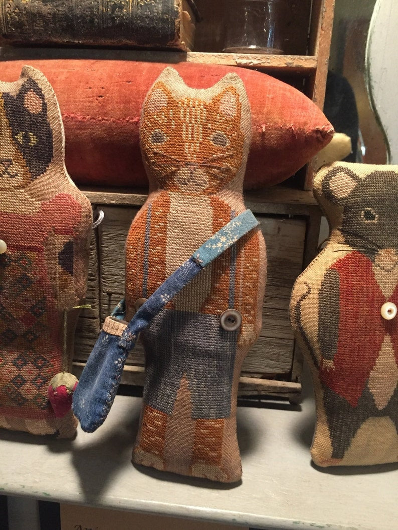 STACY NASH PRIMITIVES "Animal Crackers Series - Theodore"  Counted Cross Stitch Pattern, Chart, Cat, Pattern Only