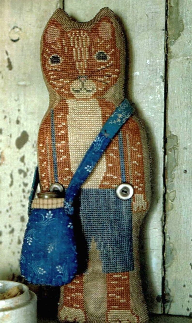 STACY NASH PRIMITIVES "Animal Crackers Series - Theodore"  Counted Cross Stitch Pattern, Chart, Cat, Pattern Only