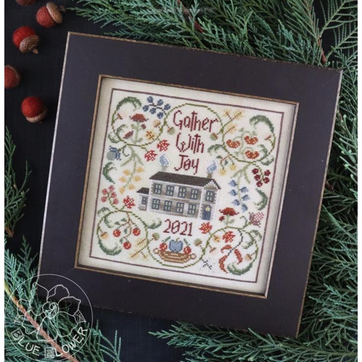 THE BLUE FLOWER "Gather With Joy" Counted Cross Stitch Pattern, Chart, Pattern Only