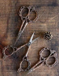 Victorian Scrollwork SCISSORS by NNK PRESS Stainless Steel Blades 4 1/2" Antique Bronze Embroidery Scissors