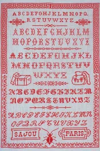 MAISON SAJOU Cross Stitch Sampler "Vintage Sampler ~ Cross Stitch Alphabet No3", Counted Cross Stitch Pattern, Made in France