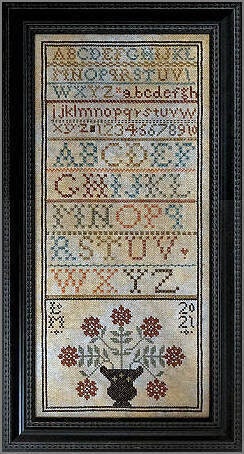 LA~D~DA "Flowers for Beatrice "  Counted Cross Stitch Pattern  Sampler, Alphabet, Chart, Pattern Only