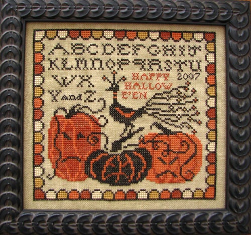 PLUM STREET SAMPLERS "Grim Gourds"  Counted Cross Stitch Pattern  Sampler, Autumn, Fall, Pumpkins, Peacock, Thanksgiving, Paper Pattern