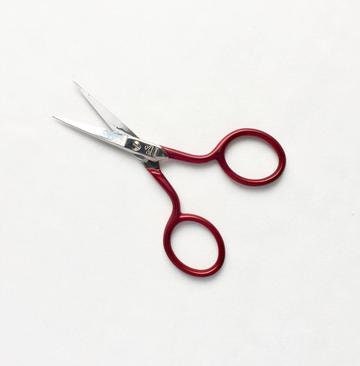 Brooklyn Haberdashery “Snappy Red Scissors 3-1/2 Embroidery Scissors, Soft Touch Finish, Made In Italy