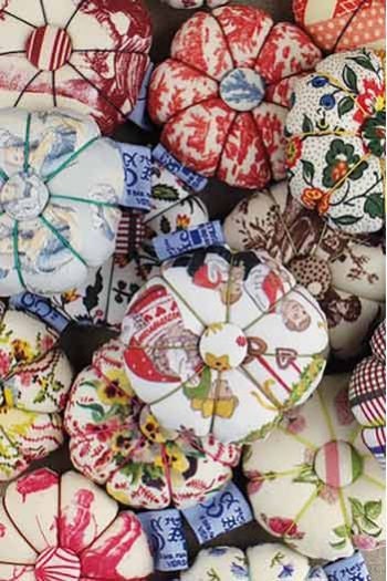 MAISON SAJOU Fabric Pin Cushion ~ Plaisirs Campagne pink fabric Pincushion, hand made in France