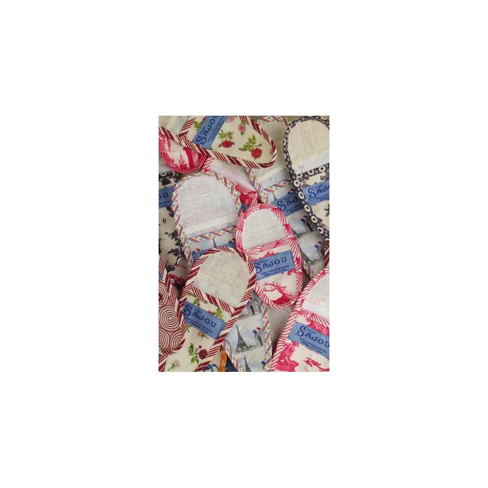 MASON SAJOU Scissor Case ~ Toile Jouy Blue with Bordeaux Bias Fabric - Medium - Made in France
