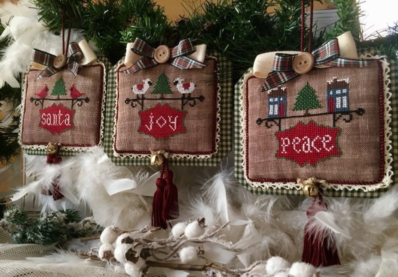 ROVARIS "Ornament Signs For Christmas" Counted Cross Stitch Pattern (with embellishments), Christmas, Winter, Pattern & Charms Only