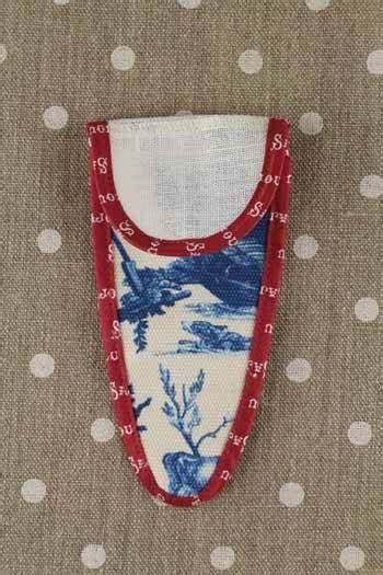 MASON SAJOU Scissor Case ~ Toile Jouy Blue with Bordeaux Bias Fabric - Medium - Made in France