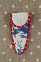 MASON SAJOU Scissor Case ~ Toile Jouy Blue with Bordeaux Bias Fabric - Medium - Made in France
