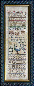 LA~D~DA "Peacock Band Sampler"  Counted Cross Stitch Pattern  To Thyn Own Self Be True, Paper Pattern
