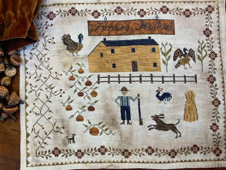 STACY NASH PRIMITIVES "Houses of Berry's Chapel Road ~ Turkey Hollow Farm" Counted Cross Stitch Pattern, Sampler, Pattern Only
