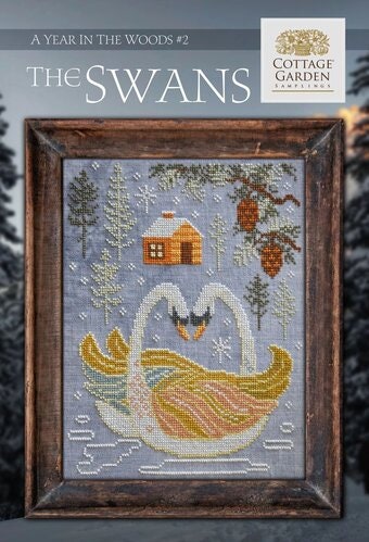 COTTAGE GARDEN SAMPLINGS "The Swans" A Year in the Woods 12-Part Series ~ #2, Counted Cross Stitch Pattern, Chart, Pattern Only