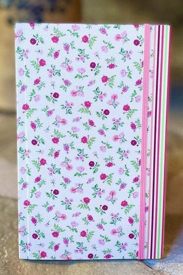 SAJOU Notebook with Elastic Josephine's Roses Print ~ Queen in Palace Pattern ~ Made in France