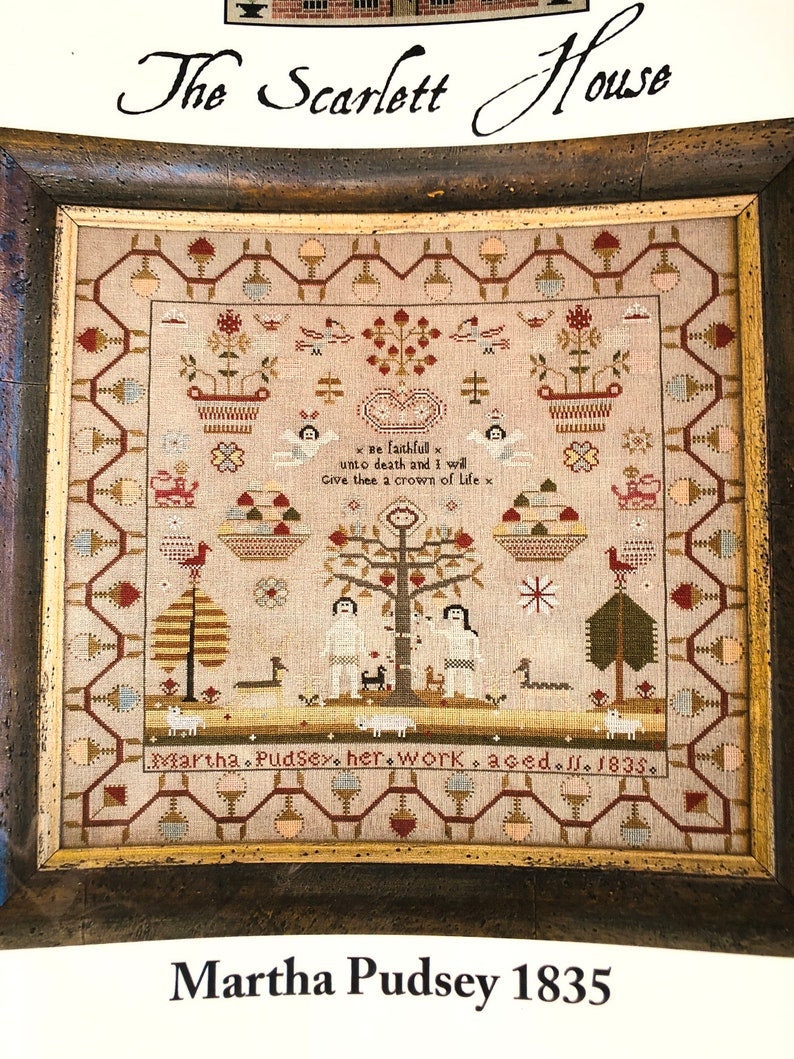 The SCARLETT HOUSE "Martha Pudsey 1835"  Counted Cross Stitch Pattern  Sampler, Beautiful!, Pattern Only