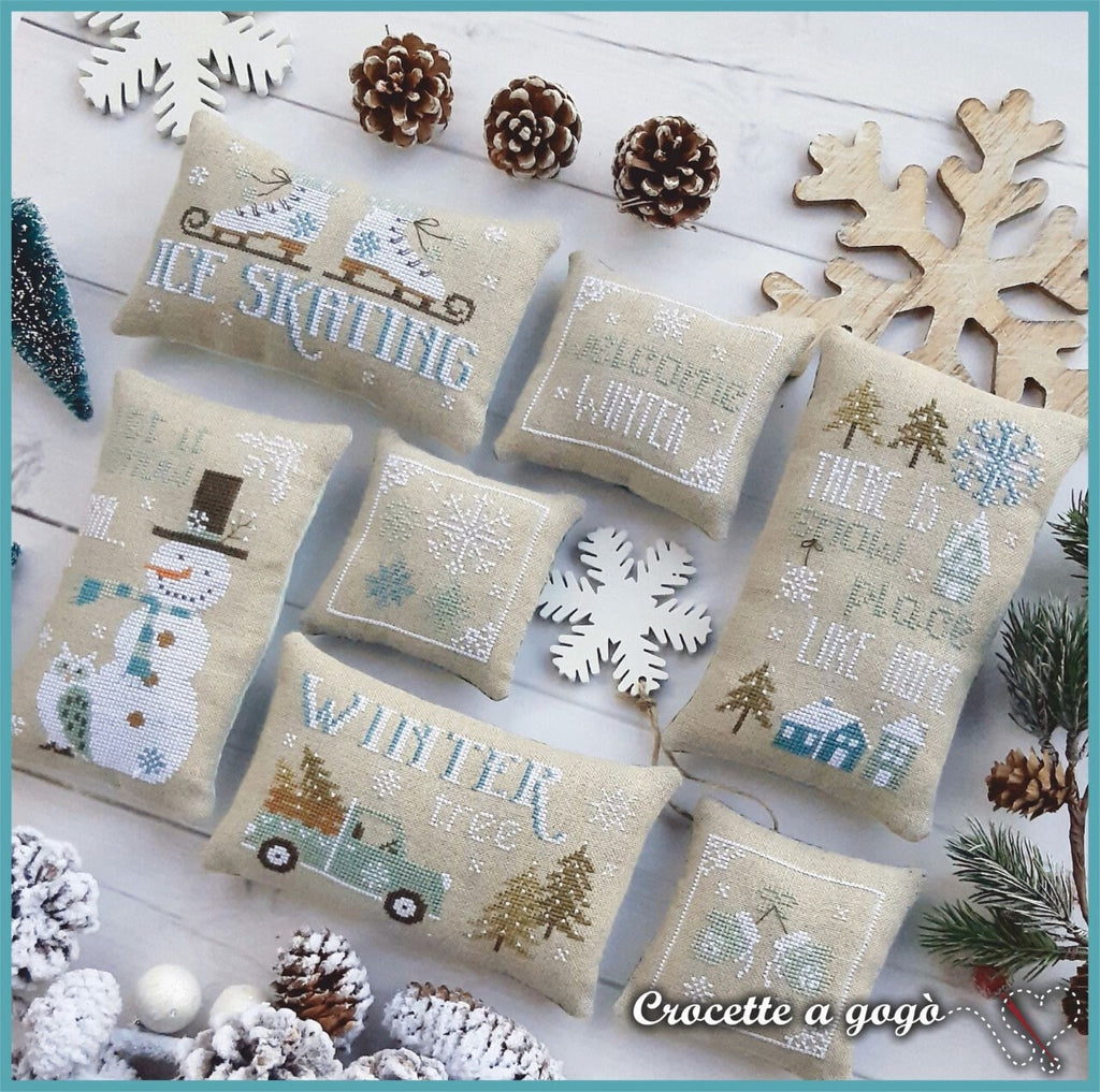 Crocette A Gogo  "Winter Joy"  Counted Cross Stitch Pattern  7-Patterns  Snowmen  Snowflakes  Winter  Paper Pattern