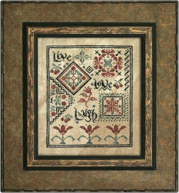 LA~D~DA "Live Laugh Love"  Counted Cross Stitch Pattern  Chart, Quaker Motifs, Pattern Only