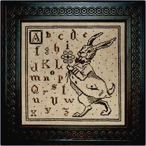 LA~D~DA "Spring Hare"  Counted Cross Stitch Pattern  Hare, Bunny, Rabbit, Flowers, Sampler, Spring, Alphabet, Paper Pattern