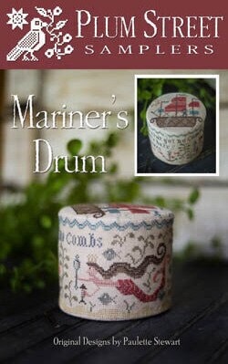 PLUM STREET SAMPLERS "Mariner's Drum"  Counted Cross Stitch Pattern  Mermaid, Ship, Chart, Paper Pattern