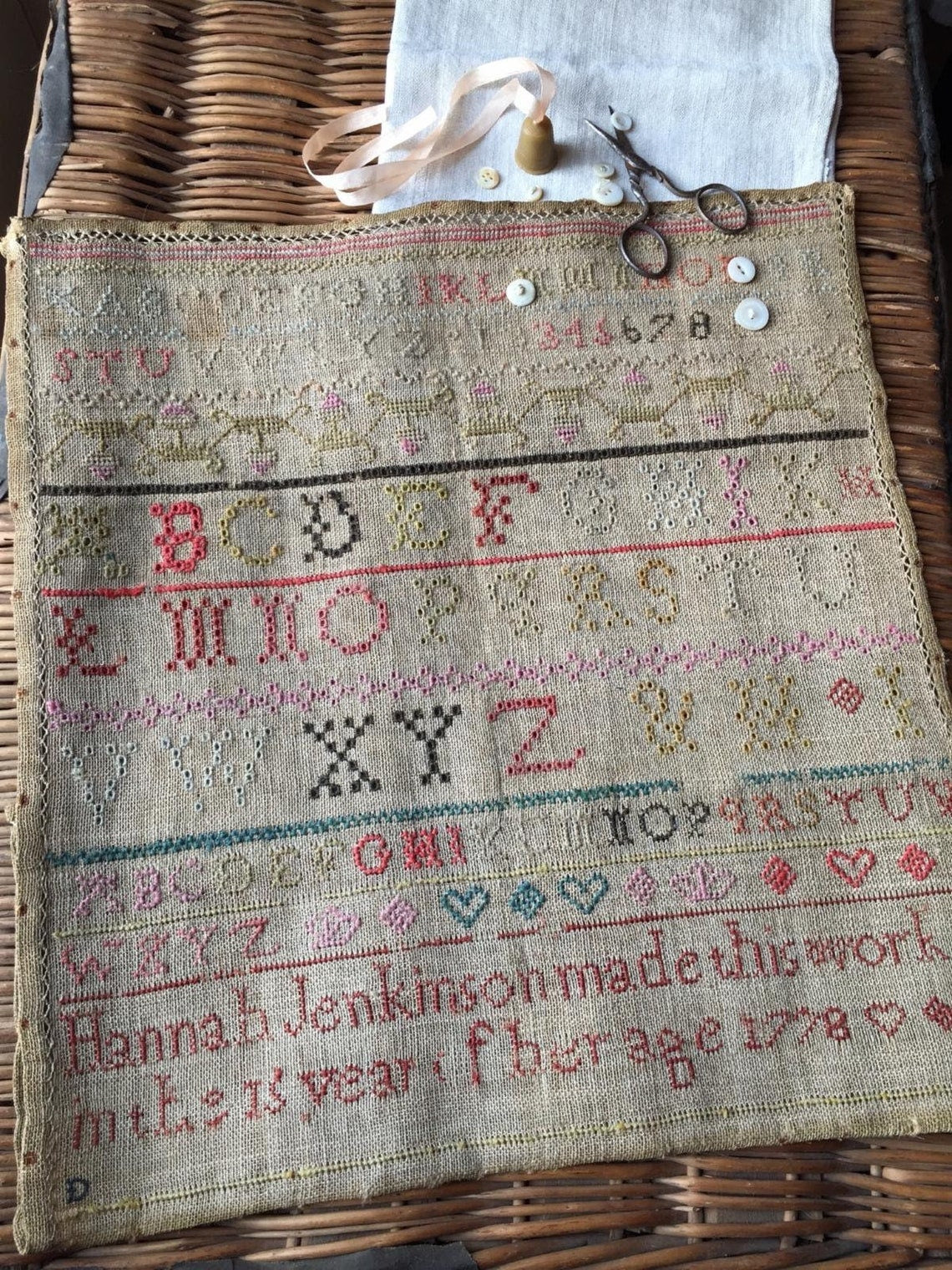STACY NASH PRIMITIVES "Hannah Jenkinson Sampler" Counted Cross Stitch Pattern, Reproduction Sampler, Pattern Only