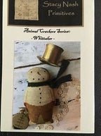 STACY NASH PRIMITIVES "Animal Crackers Series - Whittaker" Counted Cross Stitch Pattern, Snowman, Christmas, Pattern Only