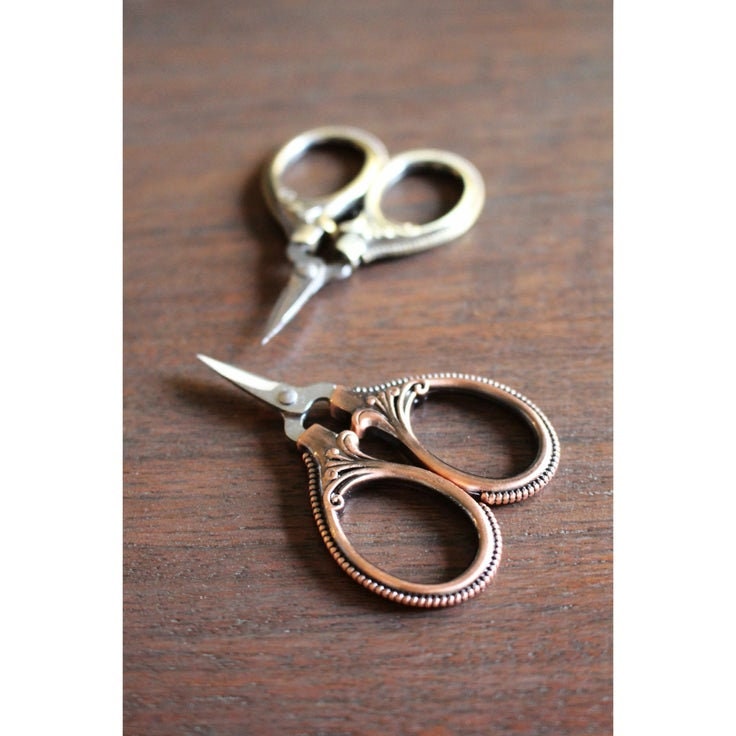Mini Embroidery Scissors by NNK PRESS, Snips, Stainless Steel Blades, 2 1/2" Antique Copper or Antique Gold Embroidery Scissors