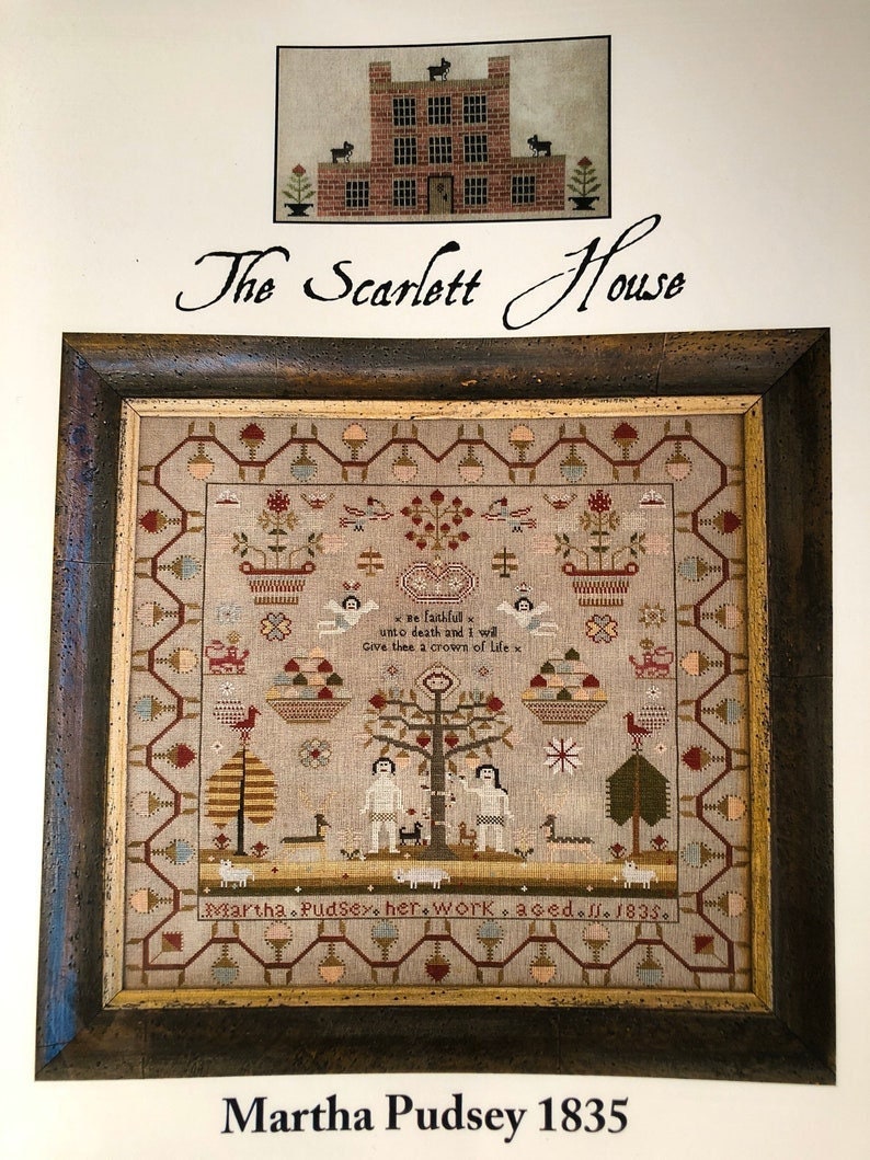 The SCARLETT HOUSE "Martha Pudsey 1835"  Counted Cross Stitch Pattern  Sampler, Beautiful!, Pattern Only