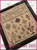 The SCARLETT HOUSE "Elizabeth Hunter 1853"  Counted Cross Stitch Pattern  Reproduction Sampler, Pattern Only