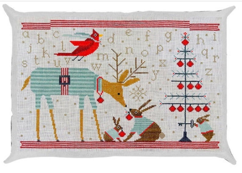 ARTFUL OFFERINGS "Kind & Gentle Woodland Holiday Sampler" Counted Cross Stitch Pattern, Winter, Christmas, Pattern Only