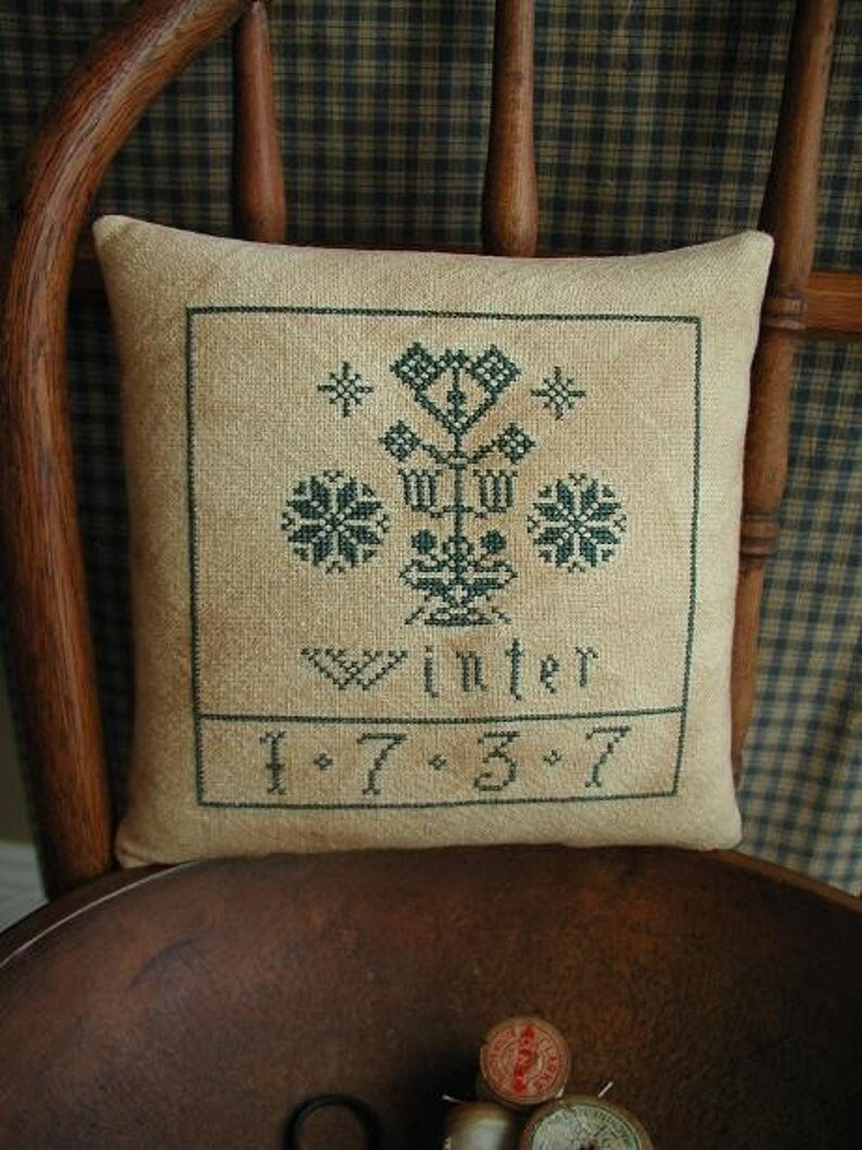 THREADWORK PRIMITIVES  "Winter 1737"  Counted Cross Stitch Pattern  Chart  Sampler  Primitive  Pattern Only