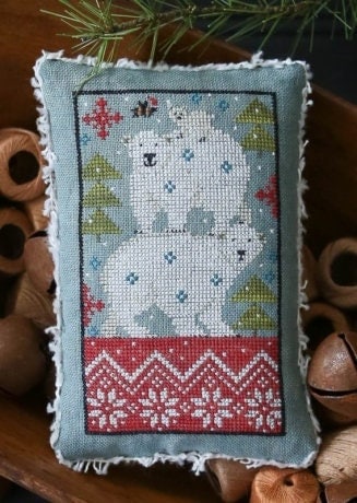 PLUM STREET Counted Cross Stitch Pattern, "Polar Pack", Polar Bears, Pillow Tuck, Fair Isle Sweater Pattern, Pattern Only