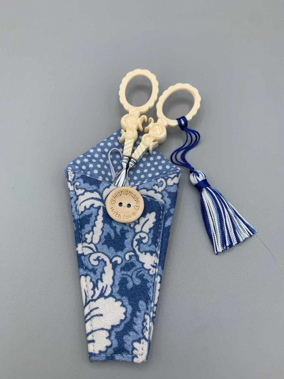 SCISSOR CASE  Sajou French Fabric Sheath - Holds 4" Embroidery Scissors  Premium Cotton Fabric  Made Exclusively for Kingsland Needle Art
