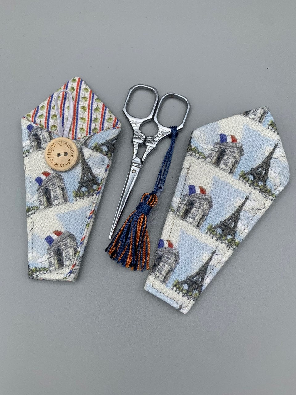 SCISSOR CASE  Sajou French Fabric Sheath - Holds 4" Embroidery Scissors  Premium Cotton Fabric  Made Exclusively for Kingsland Needle Art