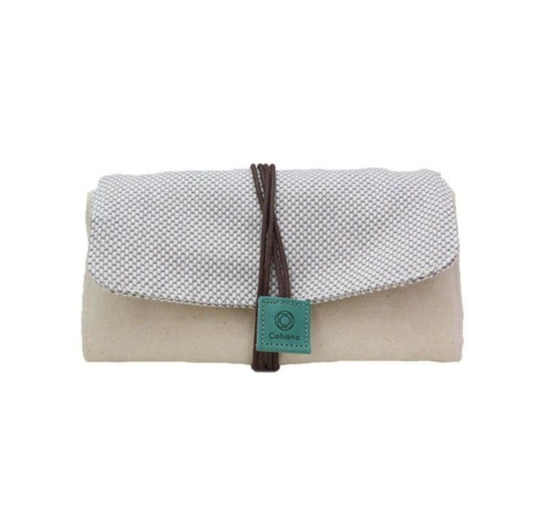 COHANA “Waxed Canvas Tool Roll of Mikawa Momen Waxed Canvas Fabric, Pockets & Zippered Storage, Fold-Up Tool Case, Made In Japan