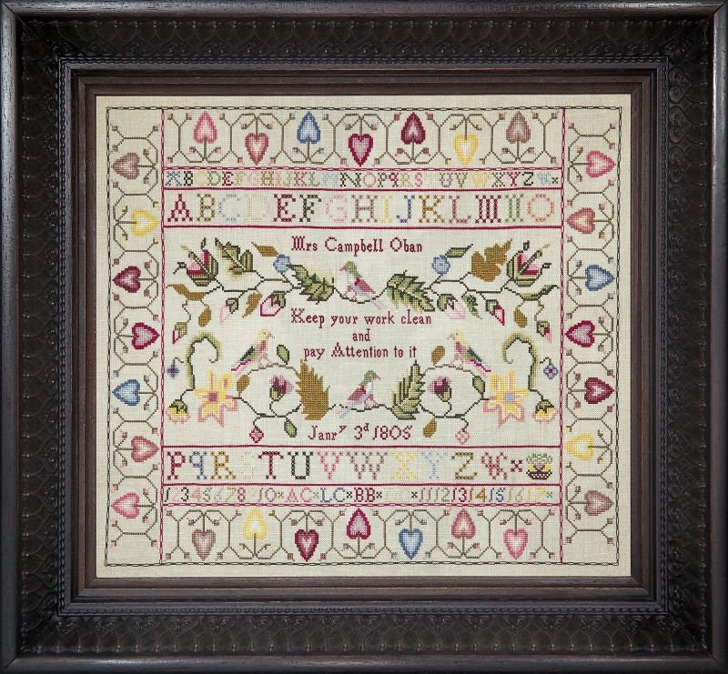 Hands Across the Sea Samplers "Mrs. Campbell 1805" Counted Cross Stitch Pattern, Booklet, Scottish Reproduction Sampler, Pattern Only
