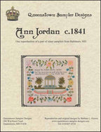 QUEENSTOWN SAMPLER DESIGNS "Ann Jordan 1841" Counted Cross Stitch Pattern, Chart, Reproduction Sampler, Pattern Only