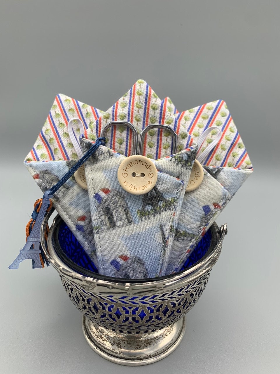 SCISSOR CASE  Sajou French Fabric Sheath - Holds 4" Embroidery Scissors  Premium Cotton Fabric  Made Exclusively for Kingsland Needle Art