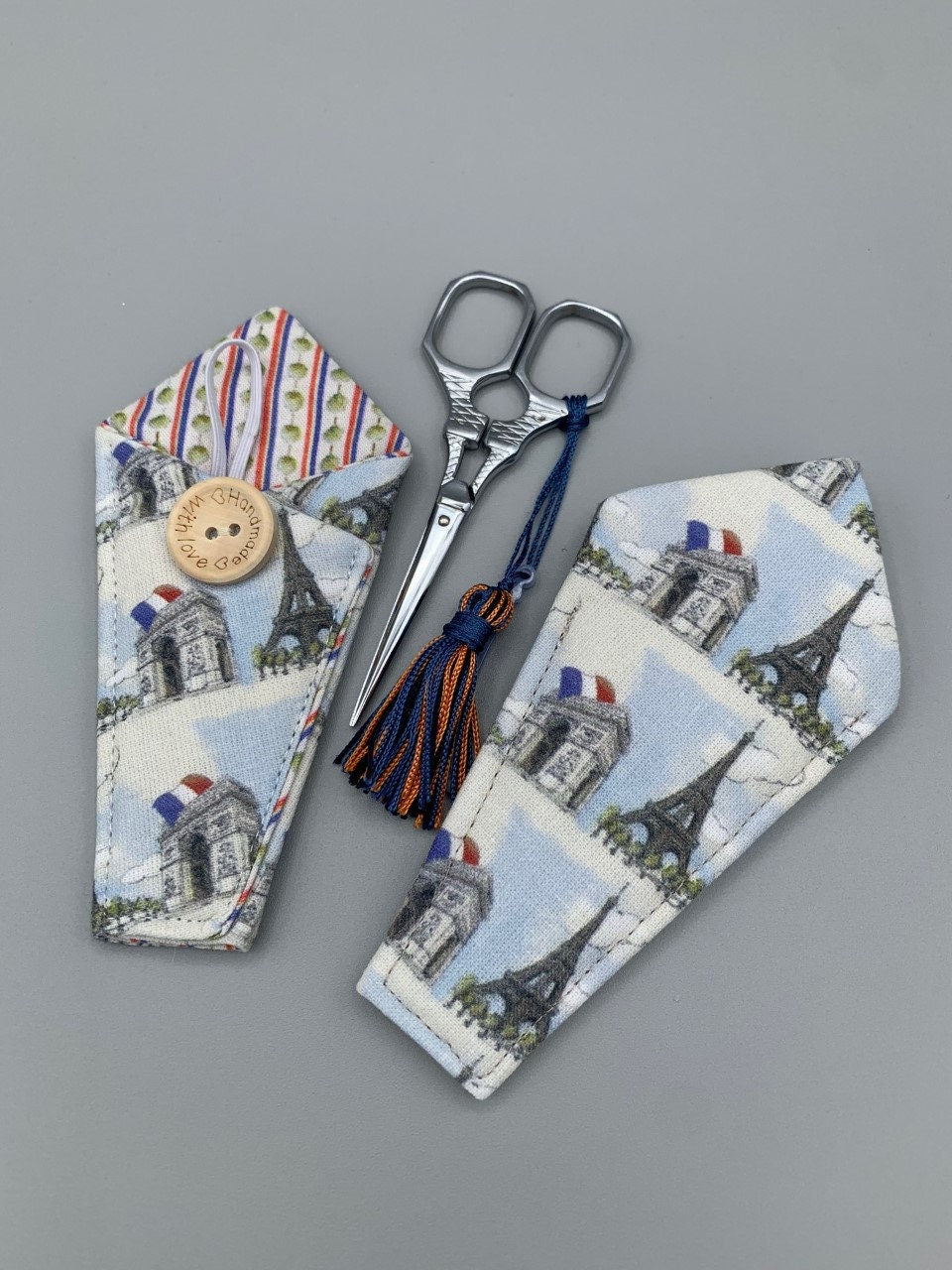 SCISSOR CASE  Sajou French Fabric Sheath - Holds 4" Embroidery Scissors  Premium Cotton Fabric  Made Exclusively for Kingsland Needle Art