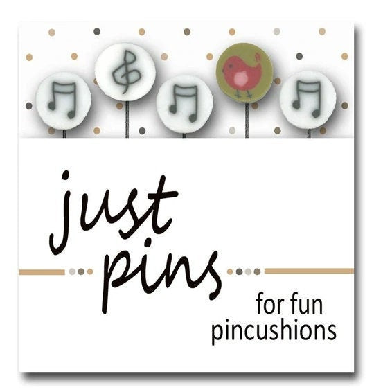 JUST ANOTHER BUTTON Company ~ "Just Pins - Music Assortment" Pin Embellishments, Stainless Steel Pins, Assortment of 5, Handcrafted, JP106