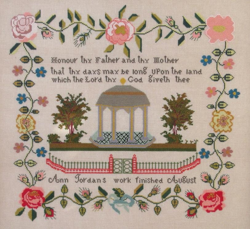 QUEENSTOWN SAMPLER DESIGNS "Ann Jordan 1841" Counted Cross Stitch Pattern, Chart, Reproduction Sampler, Pattern Only