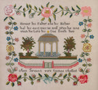 QUEENSTOWN SAMPLER DESIGNS "Ann Jordan 1841" Counted Cross Stitch Pattern, Chart, Reproduction Sampler, Pattern Only