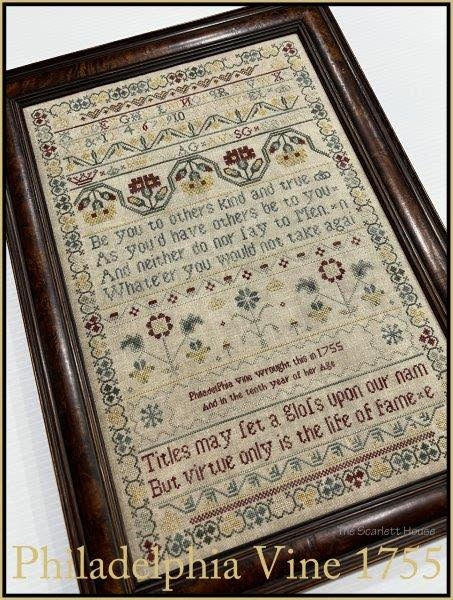 The SCARLETT HOUSE "Philadelphia Vine 1755"  Counted Cross Stitch Pattern  Chart, Nashville 2022 Market Release, Pattern Only