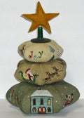 PRAISEWORTHY STITCHES "Holly Jolly Stacker with Antique Wooden Spool" Counted Cross Stitch Pattern, Christmas, 2022 Market Release
