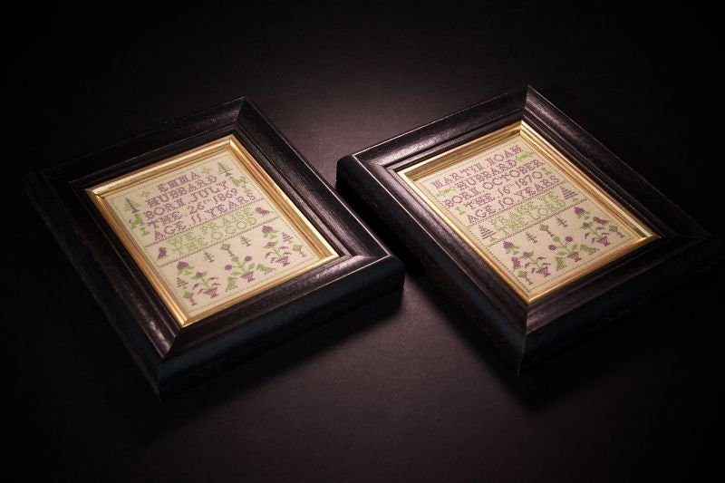 Hands Across The Sea Samplers "Emma & Martin Noah Hubbard 1869-1870" Counted Cross Stitch Pattern, English Sampler, Pattern Only