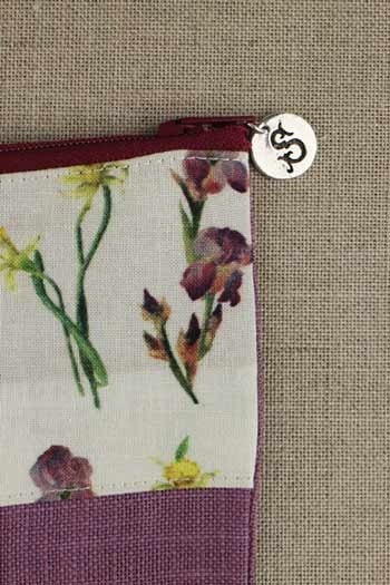 MAISON SAJOU ~ Linen and Cotton Pouch Irises and Narcissi ~ Made in France