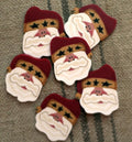 JUST ANOTHER BUTTON Company "Santa Buttons" Christmas, Package of 6 Button Embellishments, 1 1/4", Handcrafted NH1043A