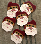 JUST ANOTHER BUTTON Company "Santa Buttons" Christmas, Package of 6 Button Embellishments, 1 1/4", Handcrafted NH1043A