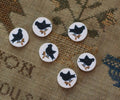 JUST ANOTHER BUTTON Company ~ Black Sampler Bird Buttons" Package of 6 Button Embellishments, 1/2", Handcrafted SC1056S