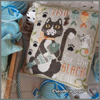 The Little Cat! by CROCETTE A GOGO  Counted Cross Stitch Pattern  Spring, Fish, Black Cat, Pattern Only