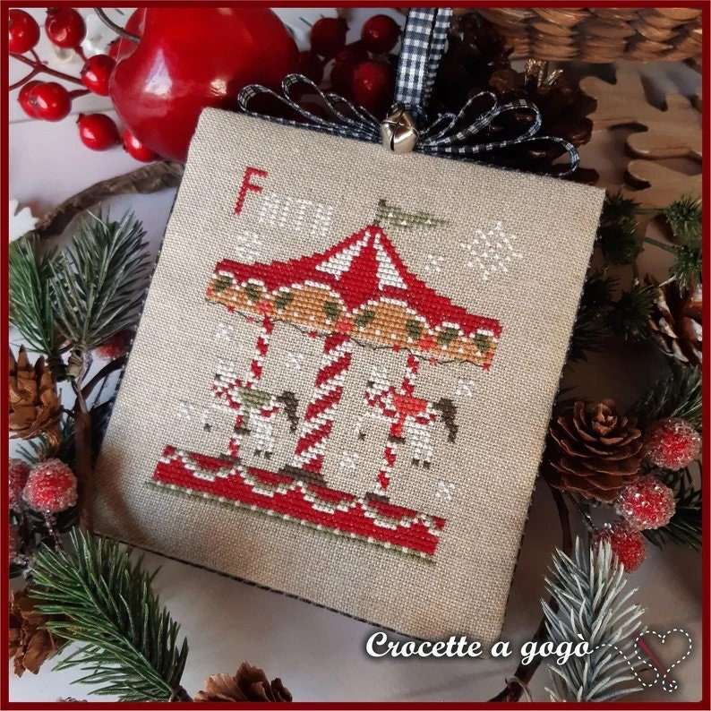 Crocette A Gogo  "Christmas Vintage Series #4 - Carousel Horses"  Counted Cross Stitch Pattern  Monthly Series, Paper Pattern